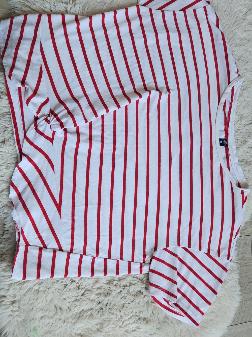 5/35$💫Design Lab Red & White Vertical Stripe Cinched Side Tee MEDIUM